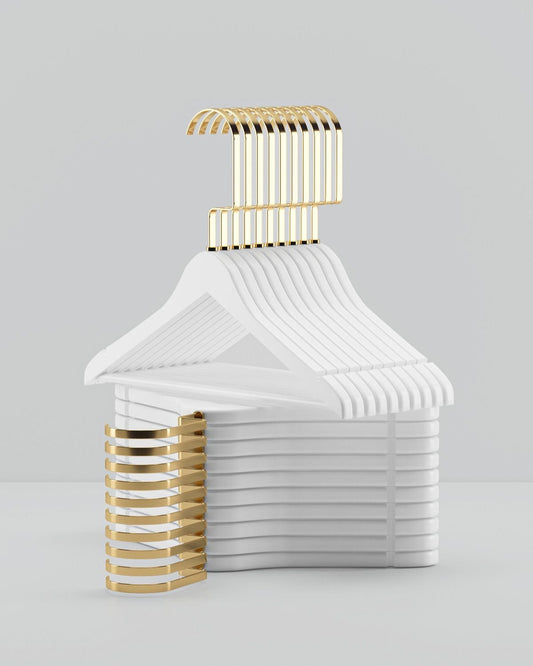 Beyaz Ahşap Çocuk Elbise Askısı Gold Kanca