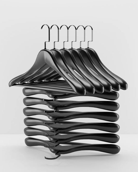 Siyah Ahşap Ceket Askısı Siyah Kanca