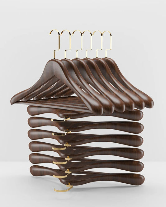 Ceviz Ahşap Ceket Askısı Gold Kanca