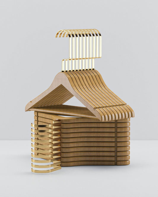 Ahşap Çocuk Elbise Askısı Gold Kanca