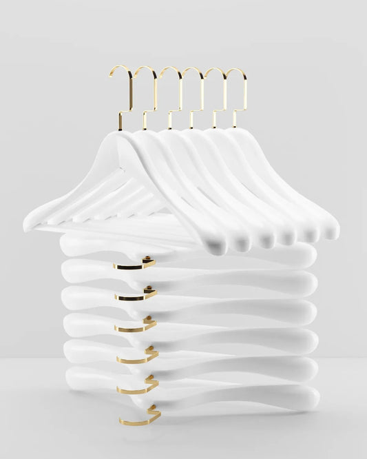 Beyaz Ahşap Ceket Askısı Gold Kanca