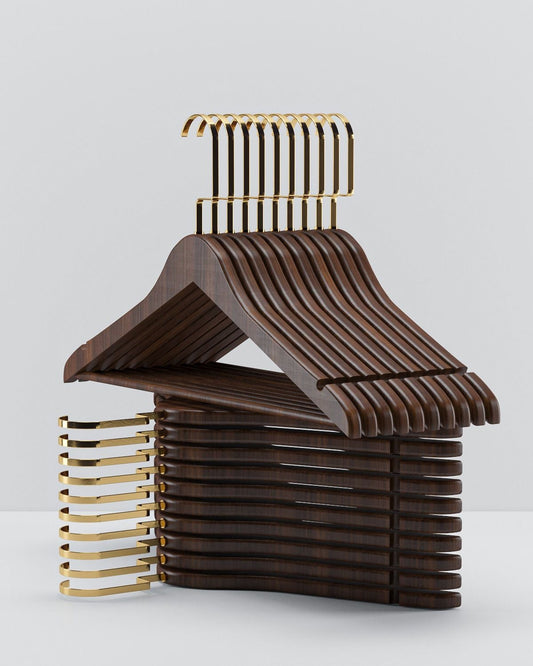 Ceviz Ahşap Askı Gold Kanca - Ultra Lüks