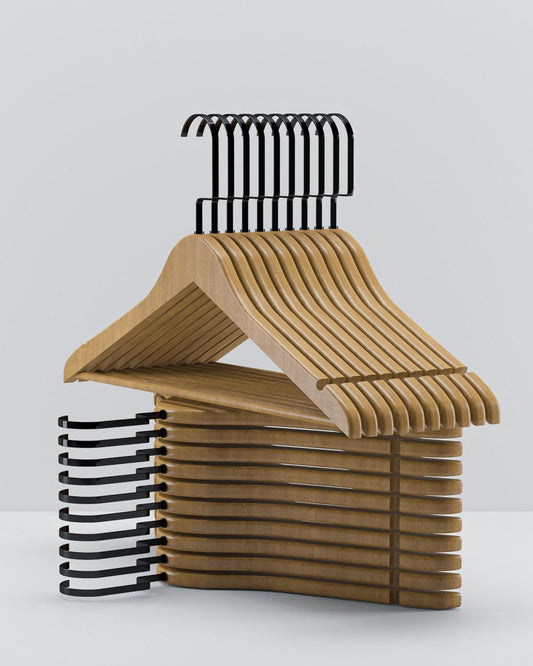 Ahşap Askı Siyah Kanca - Ultra Lüks