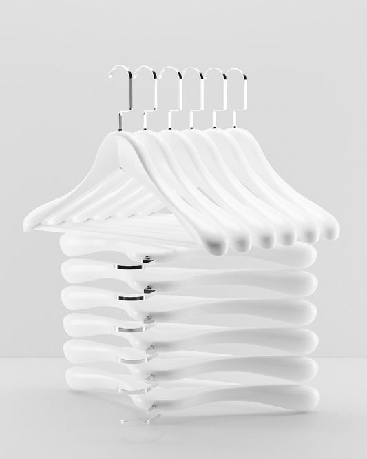 Beyaz Ahşap Ceket Askısı Nikel Kanca