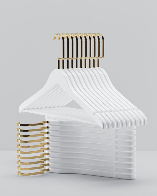 Beyaz Ahşap Askı Gold Kanca - Ultra Lüks