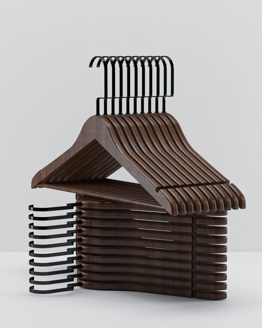 Ceviz Ahşap Askı Siyah Kanca - Ultra Lüks