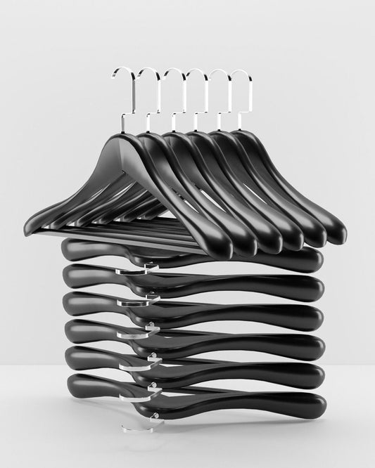 Siyah Ahşap Ceket Askısı Nikel Kanca