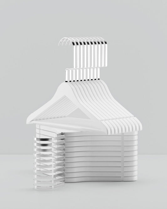 Beyaz Ahşap Çocuk Elbise Askısı Nikel Kanca