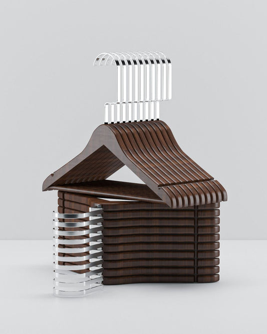 Ceviz Ahşap Çocuk Elbise Askısı Nikel Kanca