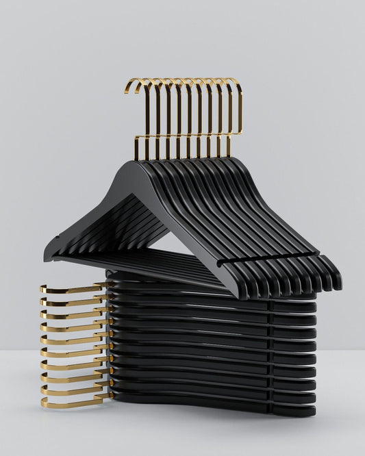 Siyah Ahşap Askı Gold Kanca - Ultra Lüks