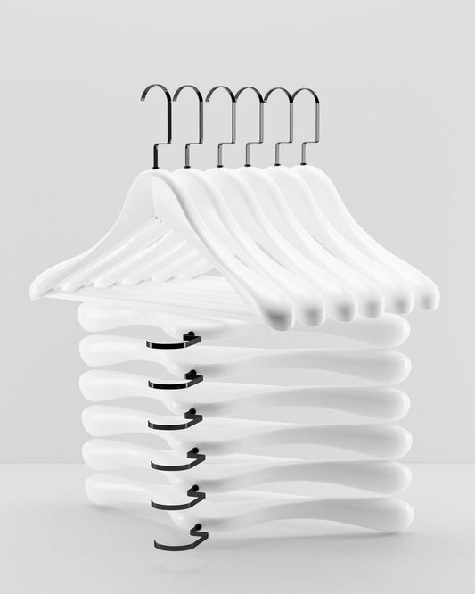 Beyaz Ahşap Ceket Askısı Siyah Kanca